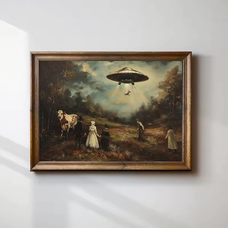 Star Map Poster - Vintage Surreal Funny Victorian UFO Landscape